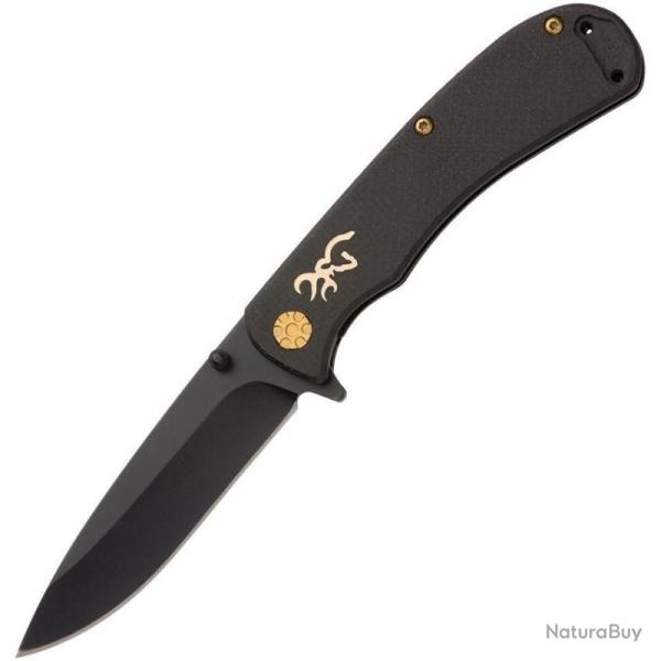 Couteau Pliant Browning Rivet Lame Acier D2 Manche Micarta Noir BR0474
