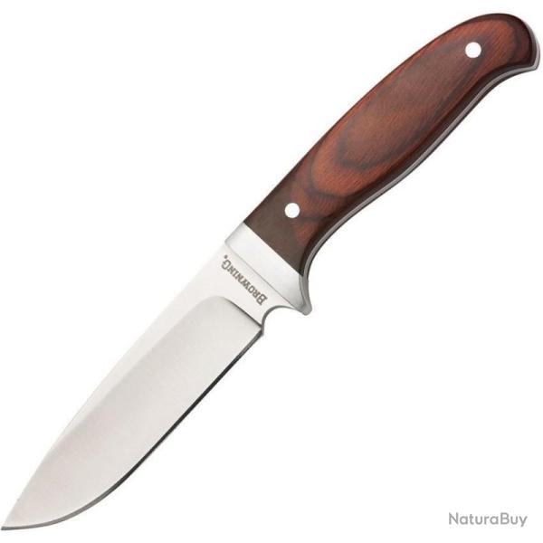 Couteau Fixe Browning Skinner 21 cm Lame Acier Inox Manche Bois Marron �tui Nylon BR0461