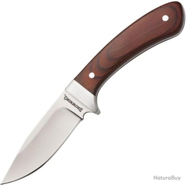 Couteau Fixe Browning Skinner 19 cm Lame Acier Inox Manche Bois Marron �tui Nylon BR0460