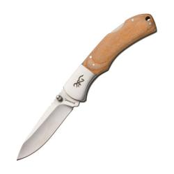 Couteau Pliant Browning Lockback Lame Acier Inox Manche Bois d'&Eacute;rable Clair Lockback BR0368