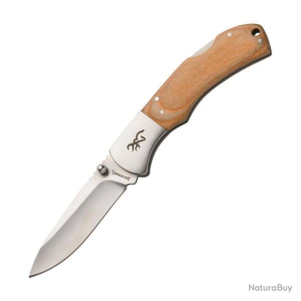 Couteau Pliant Browning Lockback Lame Acier Inox Manche Bois d'�rable Clair Lockback BR0368
