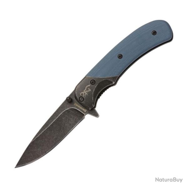 Couteau A/O Browning The Range Lame Acier 7Cr17MoV Manche G10 Bleu Linerlock A/O Flipper BR0365