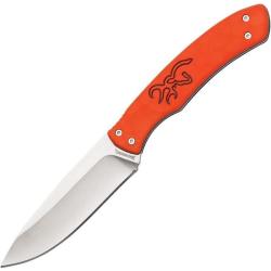 Couteau Fixe Browning Primal Lame Acier Inox Manche Caoutchouc Orange &Eacute;tui Nylon BR0336