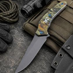 Couteau Fixe Browning TDX Lame Acier Inoxydable Manche Aluminium Camo BR0326