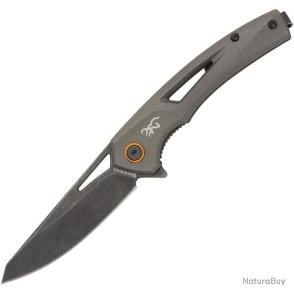 Couteau Pliant Browning South Slope Lame Acier D2 Manche Inox Gris Linerlock Flipper BR0558B