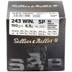 Cartouches Sellier Bellot calibre 243 win SP 100 grs 6.5 g