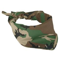 Bandana Mil-Tec en coton 53,5 x 53,5 cm &agrave; porter en tour - Woodland