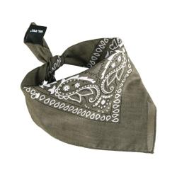Bandana Mil-Tec type western en coton 54,5 x 54,5 cm &agrave; nouer - Vert olive
