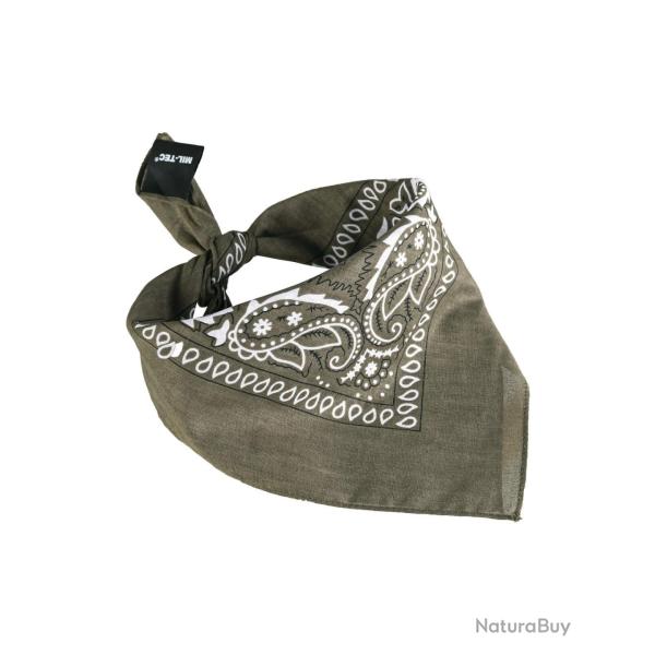 Bandana Mil-Tec type western en coton 54,5 x 54,5 cm � nouer - Vert olive