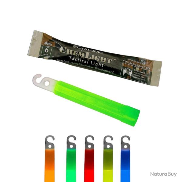 B�ton lumineux Cyalume Chemlight 10 cm autonomie 6 heures - Vert