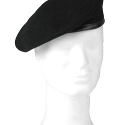 B&eacute;ret militaire Mil-Tec en laine doubl&eacute; polycoton avec bordure - Noir / 56 cm