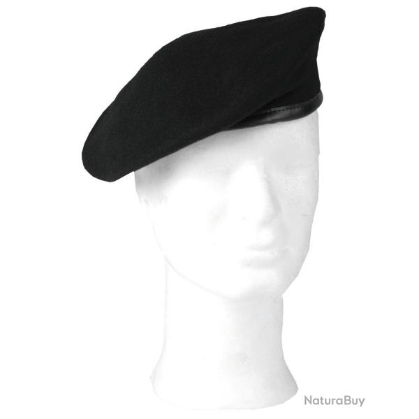 B�ret militaire Mil-Tec en laine doubl� polycoton avec bordure - Noir / 62 cm
