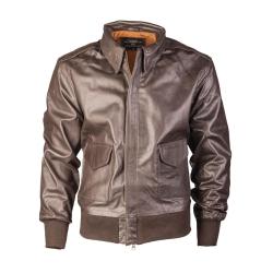 Blouson aviateur type A2 Mil-Tec en cuir nappa de chevre - Marron / S