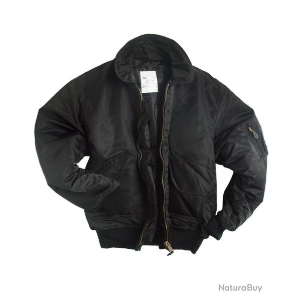 Blouson aviateur type CWU Mil-Tec en nylon matelasse 200 g/m2 - Noir / S