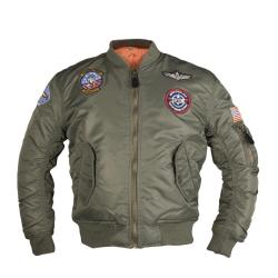 Blouson aviateur type MA1 Mil-Tec pour enfant - Vert olive / XS