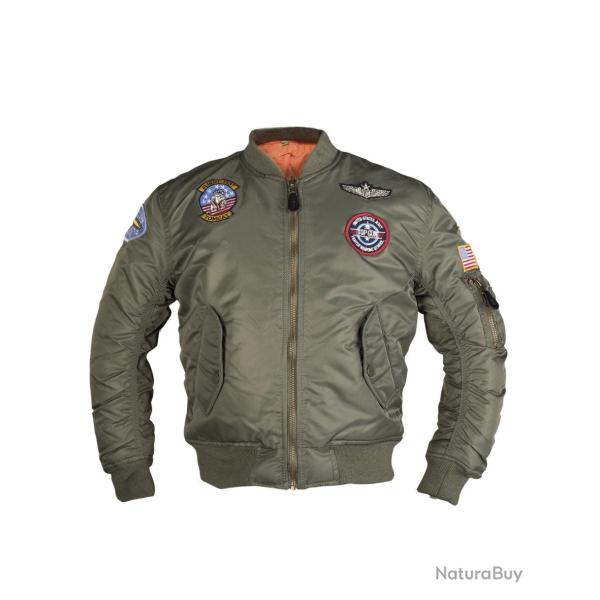Blouson aviateur type MA1 Mil-Tec pour enfant - Vert olive / XS