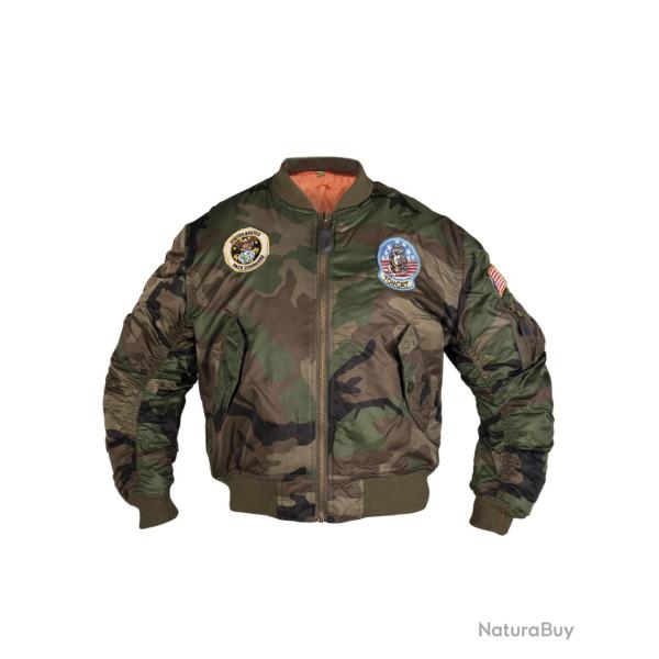Blouson aviateur type MA1 Mil-Tec pour enfant - Woodland / S