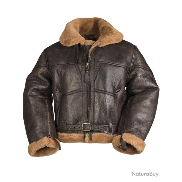 Blouson aviateur type RAF Mil-Tec en peau lain�e - Marron / S