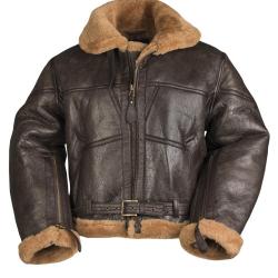 Blouson aviateur type RAF Mil-Tec en peau lain&eacute;e - Marron / XXL