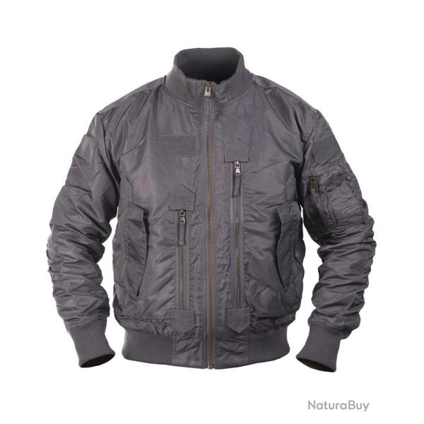 Blouson aviateur US Tactical Mil-Tec en nylon avec surfaces - Gris / XL