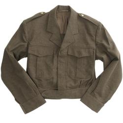 Blouson court type Ike de l'arm&eacute;e belge en gabardine de laine, lot de 5 - Vert olive