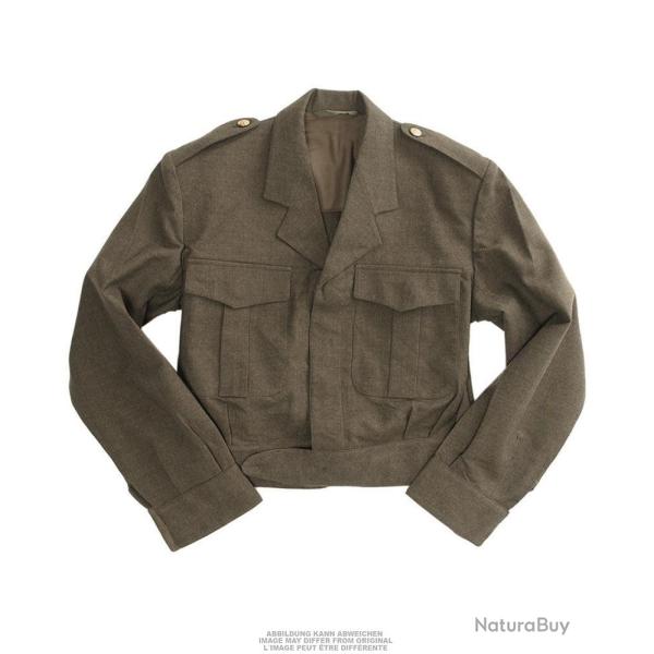 Blouson court type Ike de l'arm�e belge en gabardine de laine, lot de 5 - Vert olive