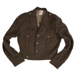 Blouson court type Ike de l'arm&eacute;e fran&ccedil;aise en drap de laine, lot de 5 - Vert olive