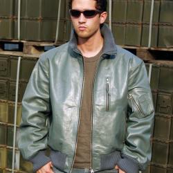 Blouson de pilote Mil-Tec type Bundeswehr en cuir nappa - Gris / 50