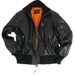 Blouson de pilote Mil-Tec type Bundeswehr en cuir nappa - Noir / 60