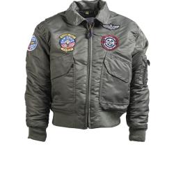 Blouson de vol type CWU Mil-Tec pour enfant en nylon garni - Vert olive / XS