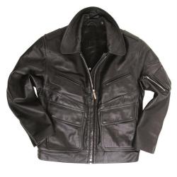Blouson en cuir de l'arm&eacute;e polonaise coupe femme, surplus militaire d'occasion - Noir