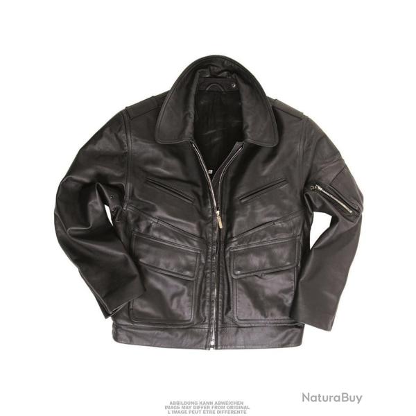 Blouson en cuir de l'arm�e polonaise coupe femme, surplus militaire d'occasion - Noir