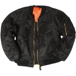 Blouson Mil-Tec type US MA1 Basic en nylon ouat&eacute; avec poche - Noir / XS