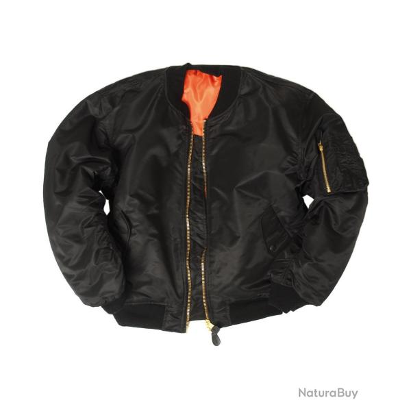 Blouson Mil-Tec type US MA1 Basic en nylon ouat� avec poche - Noir / L