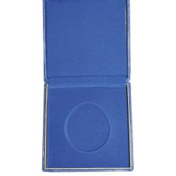 Bo&icirc;tier de pr&eacute;sentation pour m&eacute;daille, 12 x 12 x 3,5 cm, stock - Bleu
