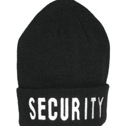 Bonnet &agrave; revers Mil-Tec en acrylique avec inscription Security - Noir