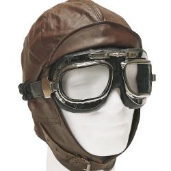 Bonnet d'aviateur Mil-Tec en cuir de bovin doubl&eacute; coton - Marron / S