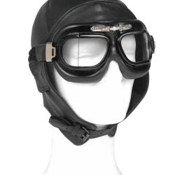 Bonnet d'aviateur Mil-Tec en cuir de bovin doubl&eacute; coton - Noir / XXL