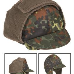 Bonnet d'hiver &agrave; rabats de la Bundeswehr doubl&eacute; laine, lot de 10 - Flecktarn