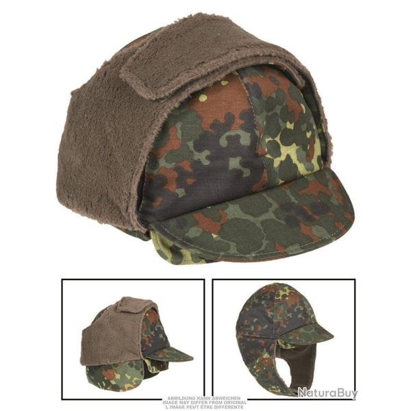 Bonnet d'hiver � rabats de la Bundeswehr doubl� laine, lot de 10 - Flecktarn