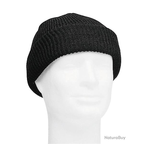 Bonnet militaire type US Watch Cap Mil-Tec en laine 100 % - Noir