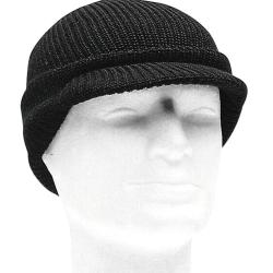 Bonnet type US Watch Cap Mil-Tec en laine avec visi&egrave;re courte - Noir