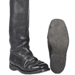 Bottes &agrave; tige en cuir d'occasion - Noir