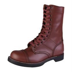 Bottes de saut type US Mil-Tec en cuir grain&eacute;, la&ccedil;age &agrave; douze - Marron / 41 EU / 7 UK