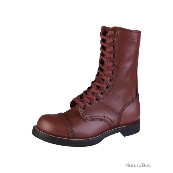 Bottes de saut type US Mil-Tec en cuir grain�, la�age � douze - Marron / 44 EU / 10 UK