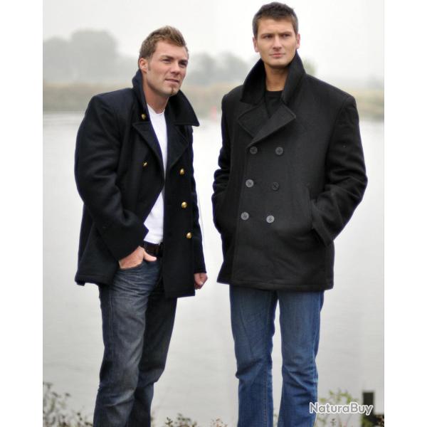 Caban type US Navy Mil-Tec en drap laine-viscose - Noir / XS