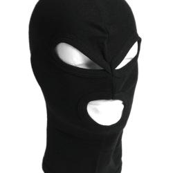 Cagoule trois trous Mil-Tec en coton &agrave; maille c&ocirc;tel&eacute;e fine - Noir