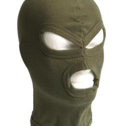 Cagoule trois trous Mil-Tec en coton &agrave; maille c&ocirc;tel&eacute;e fine - Vert olive