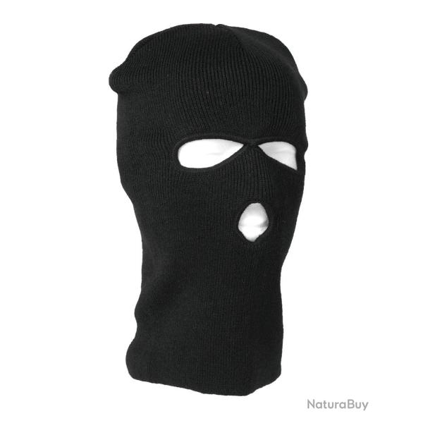 Cagoule trois trous Mil-Tec en maille fine polyacrylique - Noir