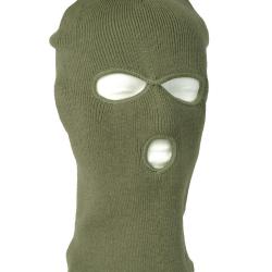Cagoule trois trous Mil-Tec en maille fine polyacrylique - Vert olive